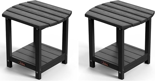 Ciokea Adirondack Outdoor Side Table 2 Pack, 2-Tier Sturdy Patio End Table Weather Resistant