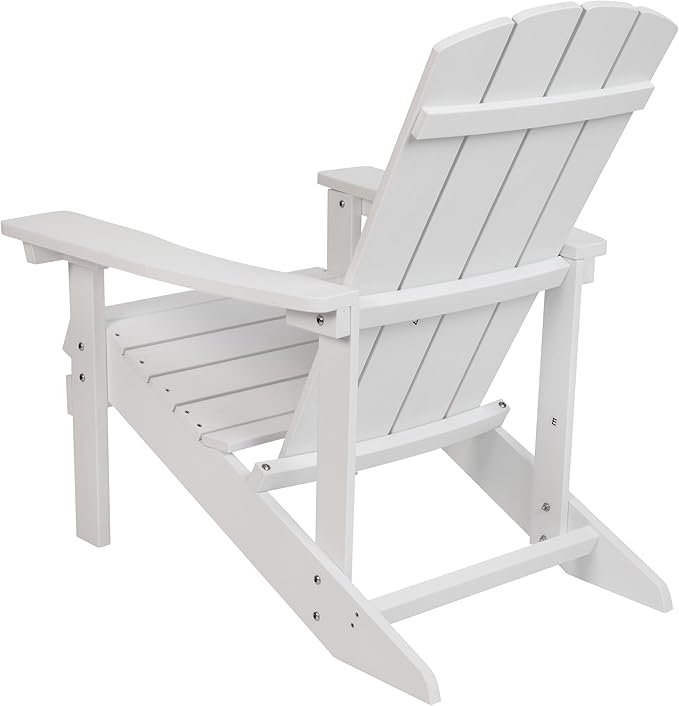 Flash Furniture Charlestown Poly Resin Adirondack Chair - White - All Weather - Indoor/Outdoor - Set of 2