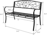 51-Inch Outdoor Garden Bench Classic Metal Patio Park Bench Elegant Porch Deck Loveseat with Cast Iron Frame (A-Type) - Photo 3