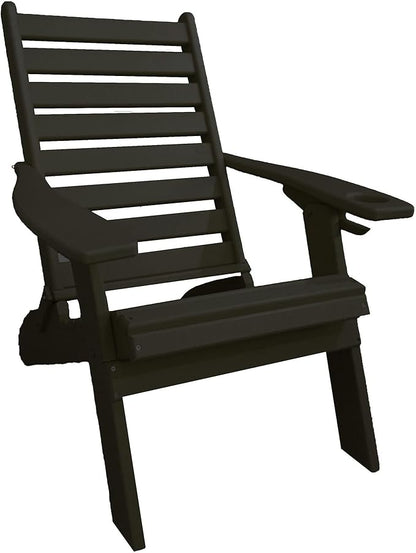 Furniture Barn USA Farmhouse Collection Poly Ladderback Folding Adirondack Chair, Black