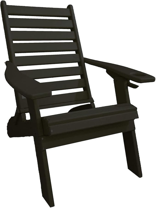 Furniture Barn USA Farmhouse Collection Poly Ladderback Folding Adirondack Chair, Black