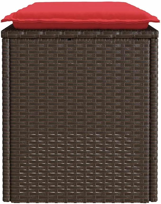 Garden Bench Deck Bench Patio Bench with Cushion Brown 43.3"x15.7"x17.3" Poly Rattan