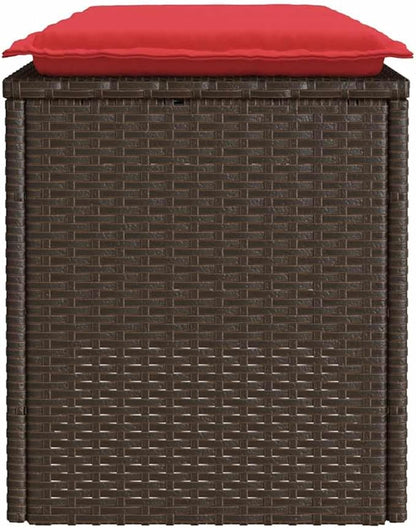 Garden Bench Deck Bench Patio Bench with Cushion Brown 43.3"x15.7"x17.3" Poly Rattan