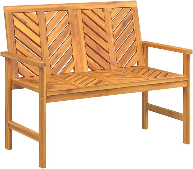 Garden Bench Wood 109 cm Wooden Bench Garden Weatherproof Outdoor Bench Balcony Bench Wood Park Bench Balcony Furniture Wood Solid Wood Acacia
