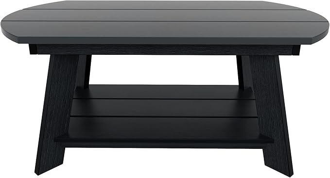 WestinTrends Tuscany Outdoor Coffee Table, All Weather HIPS 2 Tier Patio Adirondack Coffee Table, Black - Photo 6