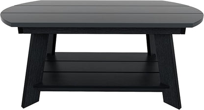 WestinTrends Tuscany Outdoor Coffee Table, All Weather HIPS 2 Tier Patio Adirondack Coffee Table, Black