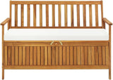 Garden Bench Deck Bench Patio Storage Bench Solid Acacia Wood 47.2"x24.8"x33.1" - Photo 3