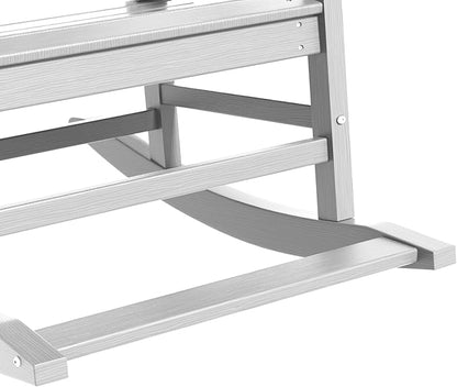 Rocking Chair, Outdoor Rocking Chair for Adults, HDPE Outdoor Chairs with Footboard, All Weather Resistant Porch Rocker, White