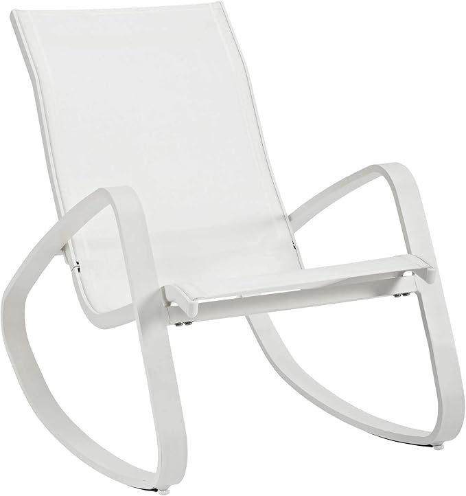 Modway EEI-3180-WHI-WHI-SET Traveler Rocking Lounge Chair Outdoor Patio Mesh Sling Set of 2, White