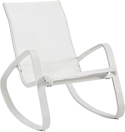 Modway Traveler Outdoor Patio Aluminum Mesh Rocking Sling Lawn Chair Glider in White White