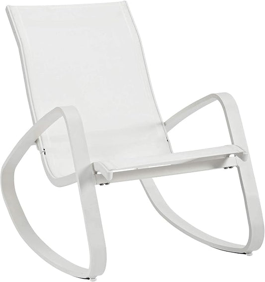 Modway Traveler Outdoor Patio Aluminum Mesh Rocking Sling Lawn Chair Glider in White White