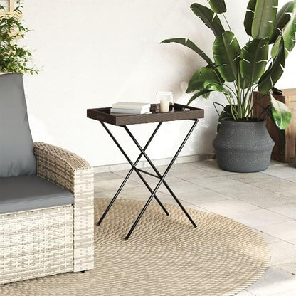 Folding Tray Table, Outdoor coffee table Outdoor Dining Table Outdoor side table Patio table Patio Bistro Accent Table Suitable for Garden Patio Backyard Deck Brown 25.6"x15.7"x29.5" Poly Rattan