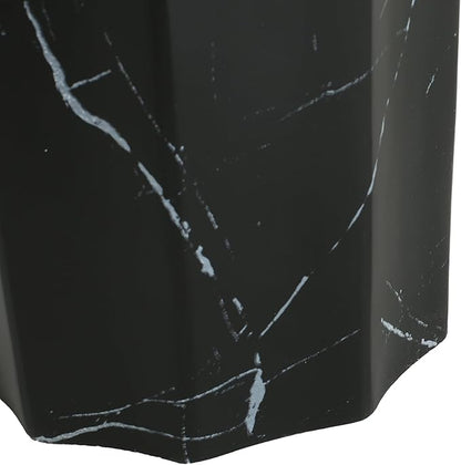 Christopher Knight Home Mervynt Outdoor Side Table, Lightweight Concrete Patio End Table Garden Stool with Round Top, Decorative Accent Table for Patio Balcony Beach Pool Side, Black Marble Finish