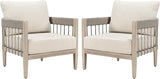 Patio Sofa Chairs Set of 2, Never-Rust Aluminum Outdoor Armchairs with Faux Wood Grain Finish, 2 Pieces Rope Weave - Photo 1
