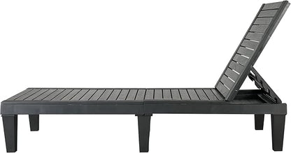 BTEXPERT Foldable Outdoor Chaise Pool Lounge Chair Folding Sun Bed Patio Couch Reclining Lounger Adjustable Backrest for Poolside Garden Beach Weight Capaciy 330lb Black