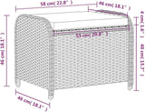 vidaXL Patio Stool - Black Poly Rattan Ottoman with Cream White Cushion - Outdoor Garden Deck Furniture - Photo 4