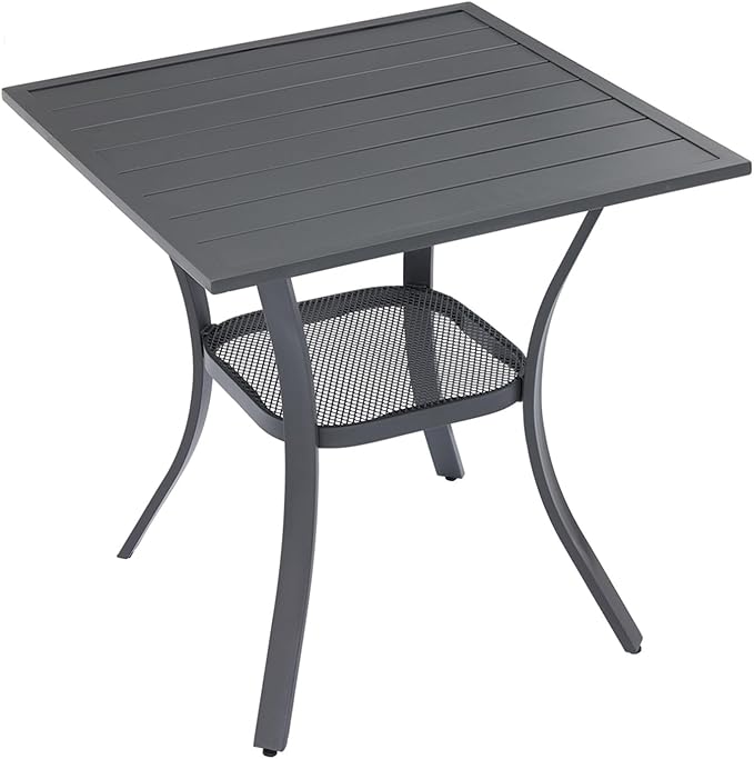 VICLLAX Small Square Outdoor Patio Table, All Weather Metal Outdoor Dining Table for Lawn Garden - Photo 1
