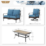 Sophia & William Patio Furniture Set, 4 Piece Metal Outdoor Conversation Set with 2-Seater Outdoor Couch - Photo 7