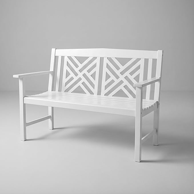 Achla Designs Fretwork Garden Bench, 4 ft White - Photo 1