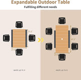 ECOTOUGE Expandable Outdoor Dining Tables, 31"-47", Patio Rectangle Table with Umbrella Hole for 4-6 Person - Photo 2