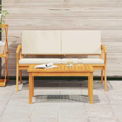 Brown Solid Acacia Wood Coffee Table for Garden and Terrace, Durable Outdoor Furniture Set with Minimalist Design, Sturdy Rectangular Tabletop and Post Legs, Weather