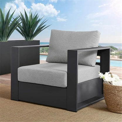 Modway Tahoe Aluminum Outdoor Patio Armchair in Gray Gray