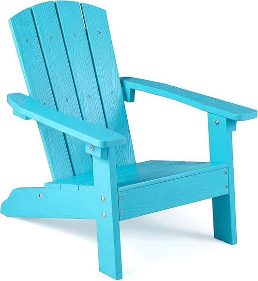 Giantex Kids Adirondack Chair, All-Weather HIPS Children's Outdoor Chair w/Ergonomic Design, Toddler Lawn Chairs for Age 3-8, Kids Beach Chair for Garden Patio Backyard (1,Turquoise)