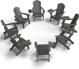 FOOWIN Folding Adirondack Chair Set of 8, HDPE Adirondack Chairs with Cup Holder - Photo 1