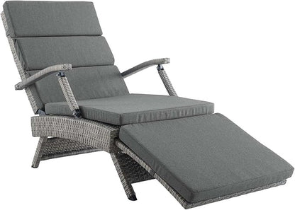 Modway Envisage Outdoor Patio Wicker Rattan Chaise Lounge in Light Gray Charcoal