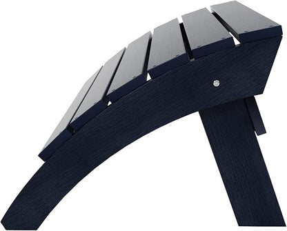 WestinTrends Tuscany Adirondack Ottoman, Real Wood Like Outdoor Ottoman for Patio, All Weather Poly Lumber Folding Ottoman Footrest for Adirondack Chair, Navy
