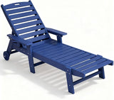 Lounge Chair Outdoor with Wood Texture, Oversized Chaise Lounge Chairs Outside with 5-Position Adjustable Backrest - Photo 3