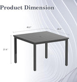 Outdoor Dining Table with Adjustable Umbrella Hole, 40.2" All-Weather Square Patio Dining Table for 4 - Photo 2