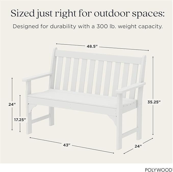 POLYWOOD GNB48WH Vineyard 48" Bench, White - Photo 4