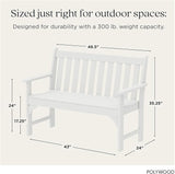 POLYWOOD GNB48WH Vineyard 48" Bench, White - Photo 4