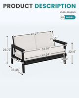 SERWALL HDPE Outdoor Patio Loveseat, All Weather Wood-Like Outdoor Sofa HDPE Outdoor Furniture - Photo 8