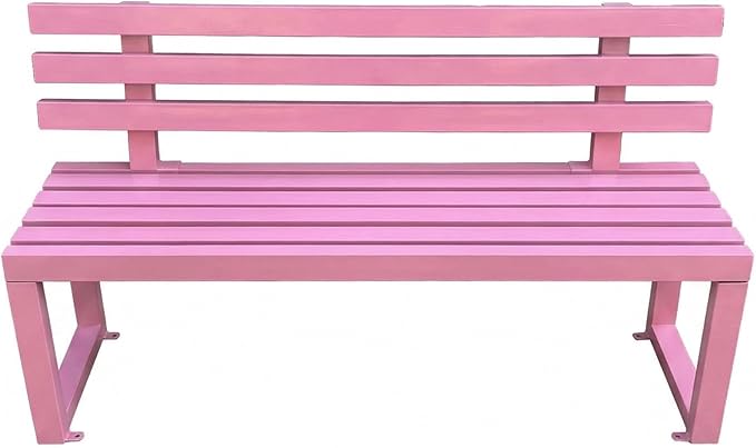 39.4" Garden Bench with backrest, Metal Bench Outdoor, Ground-Mountable, Securable Outdoor Benches, Garden & Park, Also Available in 47.2", 59", and 70.9"