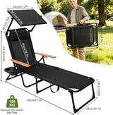 Folding Lounge Chairs for Outside, Beach Patio Lounge Chair with Canopy - Photo 3