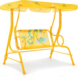 Costzon Kids Porch Swing, All-Weather Patio Swing Bench Hammock w/Adjustable Canopy & Safety Belts for 2 Children - Photo 9