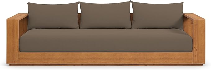 Modway Tahoe Acacia Wood Outdoor Patio Sofa in Natural Cocoa with Weather-Resistant Cushions - Ideal as a Porch Couch - Photo 3