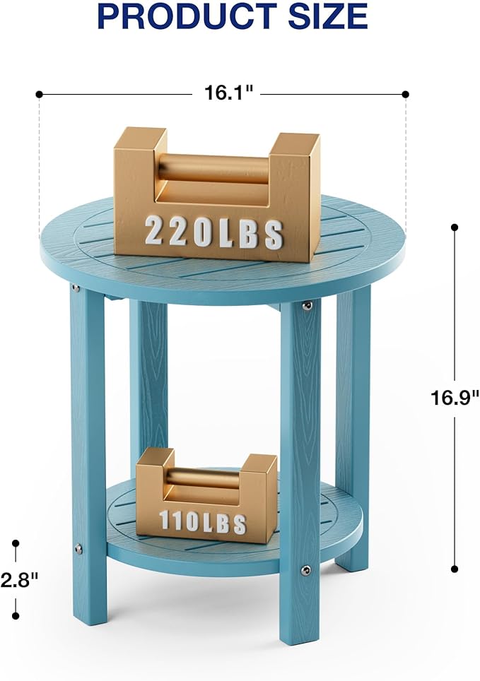 YEFU 3-Piece Adirondack Chair and Table Set: Outdoor Lounge Furniture Set - Outdoor Chair Plastic Weather Resistant with Wide Armrests for Patio Lawn Pool Porch Garden(Blue