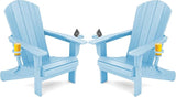 SERWALL Adirondack Chair with Cup Holders - Composite Adirondack Chairs HDPE Outdoor Chairs Set of 2 All Weather Use - Photo 1