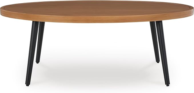 Signature Design by Ashley Horizon Hall Casual Outdoor Coffee Table with 4 Legs, Light Brown & Black - Photo 8