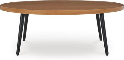 Signature Design by Ashley Horizon Hall Casual Outdoor Coffee Table with 4 Legs, Light Brown & Black