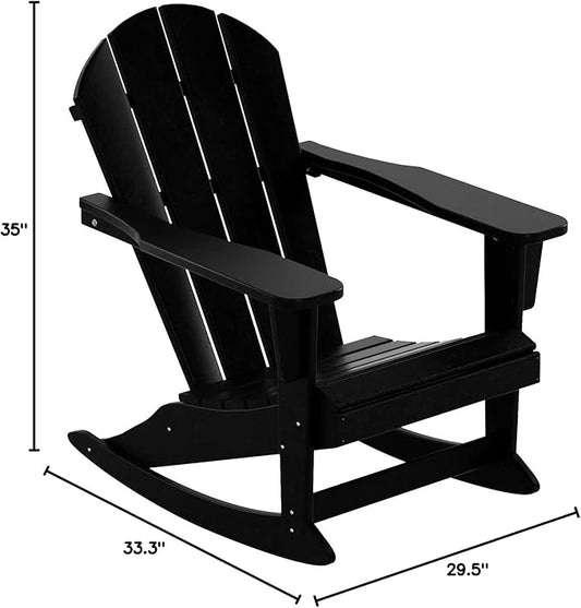 WestinTrends Malibu Outdoor/Patio Poly Adirondack Rocking Chair, Black