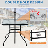 32" Square Outdoor Dining Table - Tempered Glass Top with Umbrella Hole - Photo 8