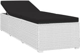 White PE Rattan Sun Lounger with Adjustable Backrest and Detachable Cushion, 76.8 in x 23.6 in x 12.2 in - Photo 5