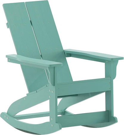 Taylor & Logan Ebbe Modern All-Weather 2-Slat Poly Resin Adirondack Chair in Sea Foam