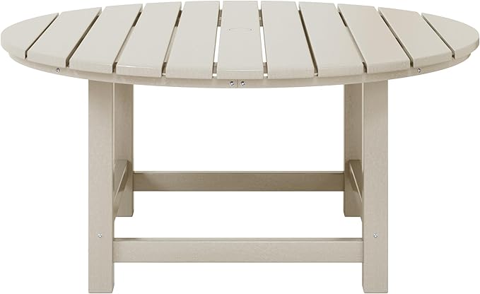 WestinTrends Malibu Low Outdoor HDPE Round Patio Coffee Table, Sand