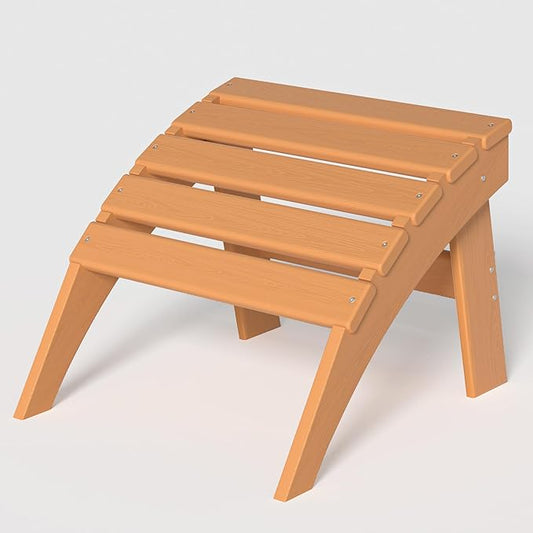 nevilywood HDPE Folding Ottoman - Adirondack Chair Footrest – Weather Resistant, Wood-Grain, Low-Maintenance-, Garden Patio Porch – Teak Brown