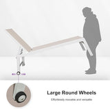 PURPLE LEAF Oversize Chaise Lounge Chair Outdoor 2 Pieces White Aluminum Lounge Chair with Wheels and Table for Pool - Photo 8
